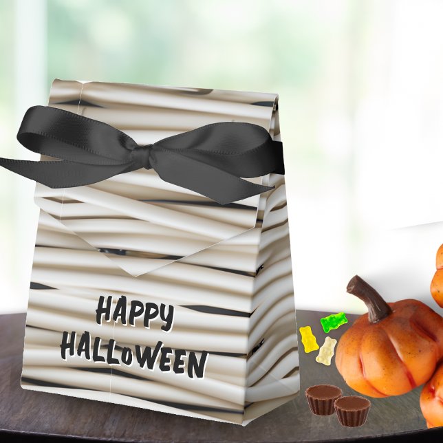 Mummy Wrap Bandage Wrapping Spooky Halloween Favour Box (mummy bandage wrap happy Halloween party favor box)