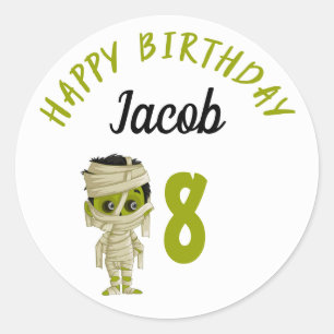 Mummy Wrapped Kids Birthday Classic Round Sticker