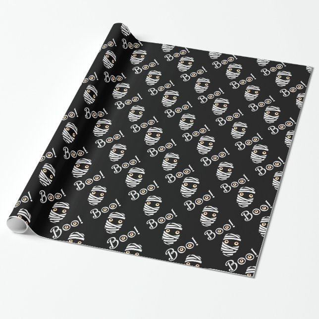 Mummy Wrapping Paper Cute Mummy Giftwrapping Paper (Unrolled)