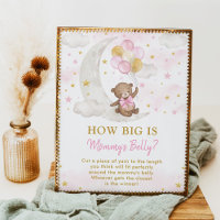 Mummy's Belly Game Girl Teddy Bear Balloons Sign