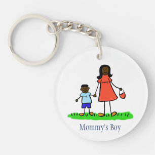Mummy's Boy Family Art Characters Custom Keychain