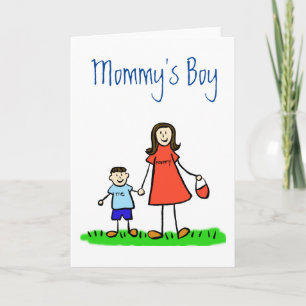 Mummy's Boy Family Character Custom Greeting Card
