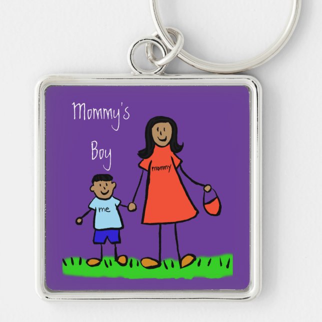 Mummy's Boy Mother and Son Custom Family Keychain (Front)