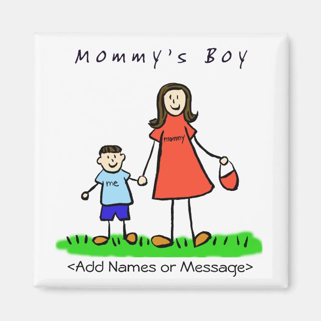 Mummy's Boy - Mother & Son Brunette Family Magnet (Front)