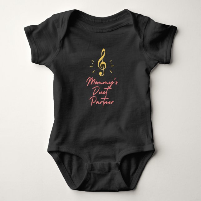 Mummy's Duet Partner Musician Treble Clef    Baby Bodysuit (Front)