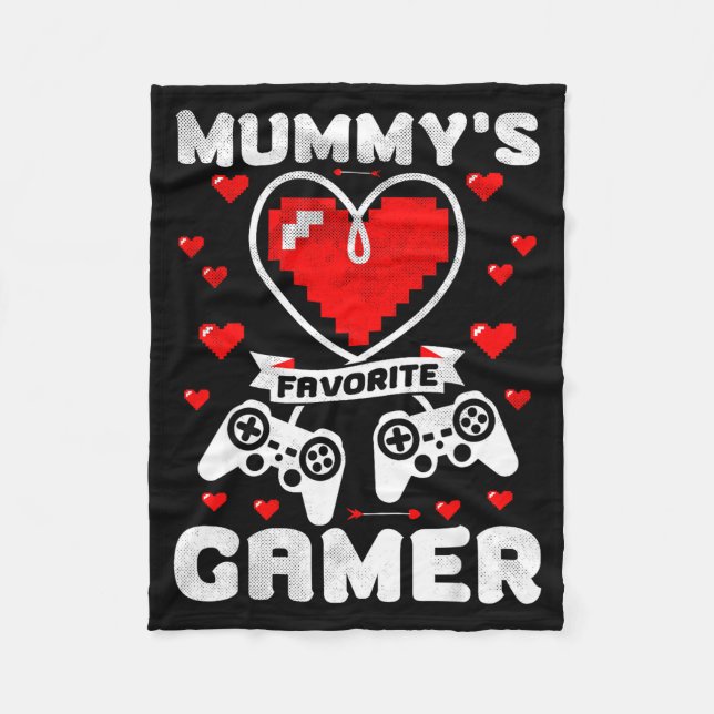Mummy's Favorite Gamer Funny Boys Kids Valentine's Fleece Blanket (Front)