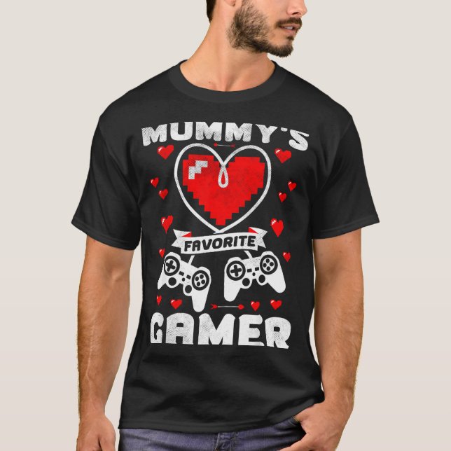 Mummy's Favourite Gamer Funny Boys Kids Valentine' T-Shirt (Front)
