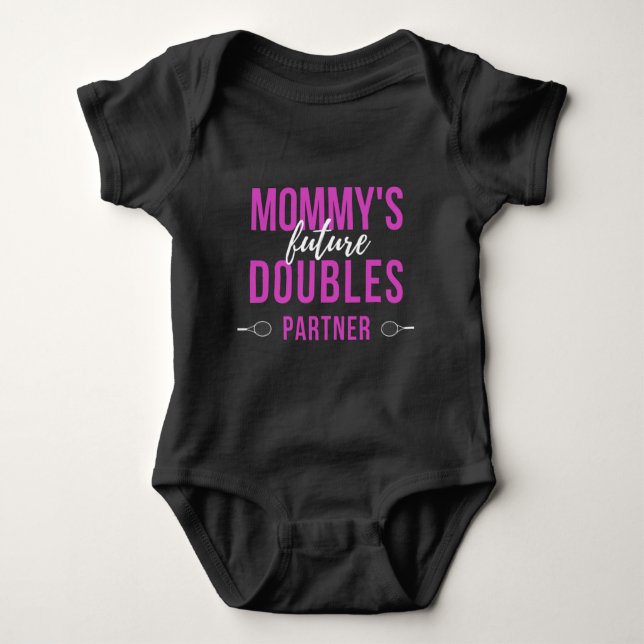 Mummy's Future Doubles Partner Tennis Typography   Baby Bodysuit (Front)