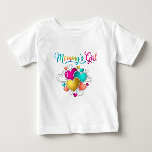 Mummy's Girl with Vibrant Hearts Baby T-Shirt (Front)
