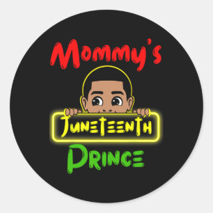 Mummy's Juneteenth Prince Black Boy Toddler Ba Classic Round Sticker
