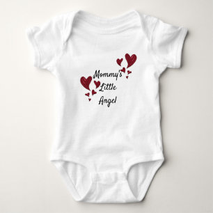 Mummy's Little Angel Bright Red Painted Hearts Baby Bodysuit