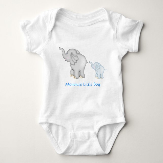 Mummy's Little Boy Elephant T-Shirt Baby Bodysuit (Front)