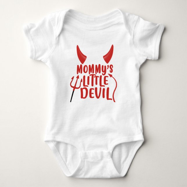 Mummy's Little Devil Halloween Baby Bodysuit (Front)