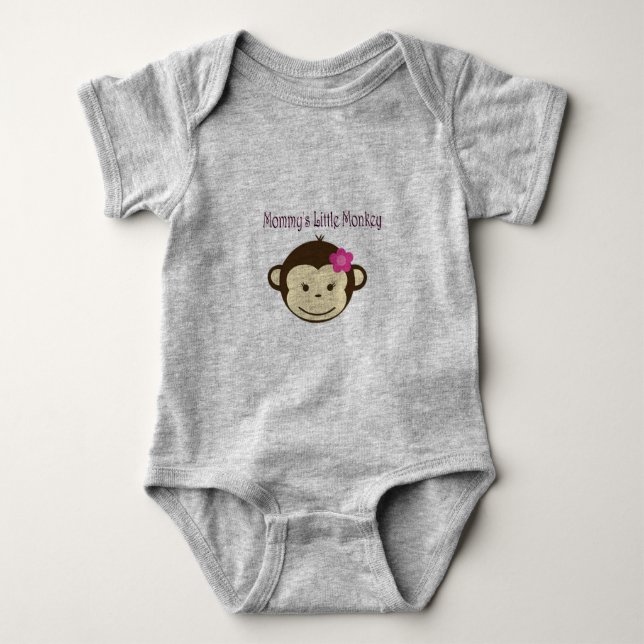 Mummy's Little Monkey Baby Jersey Baby Bodysuit (Front)