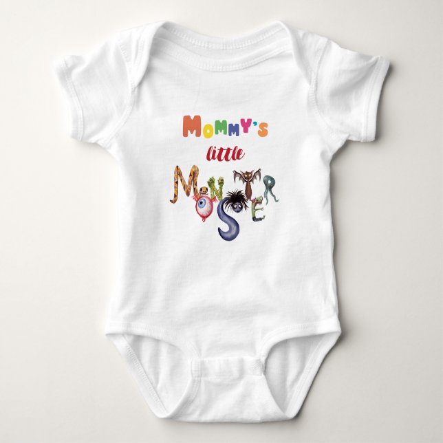 Mummy's little monster  baby bodysuit (Front)