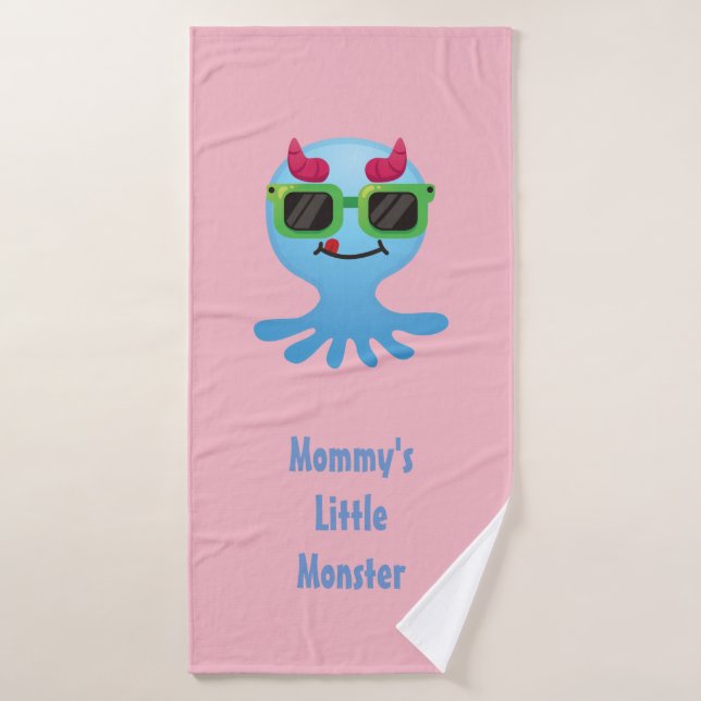 Mummy's Little Monster with Horns Bath Towel (Bath Towel)