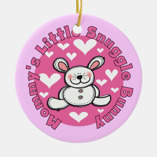 Mummy's Little Snuggle Bunny Ceramic Ornament (Front)
