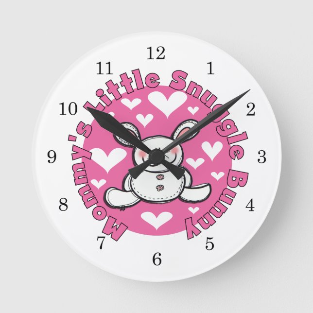 Mummy's Little Snuggle Bunny Round Clock (Front)