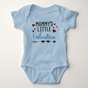Mummy's little Valentine blue with pink hearts Baby Bodysuit