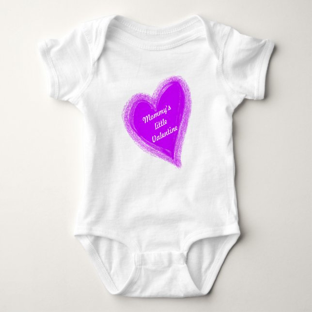 Mummy's Little Valentine Purple Heart Baby Bodysuit (Front)