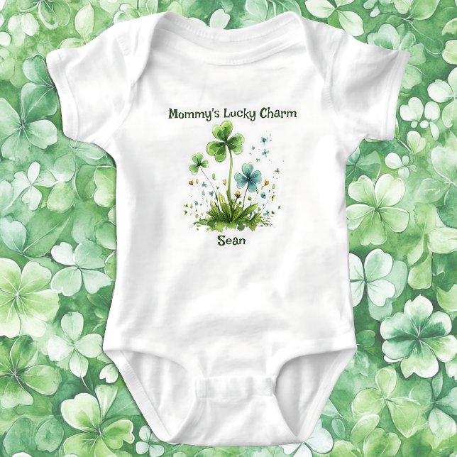 Mummy's Lucky Charm Shamrock St. Patricks Day Baby Bodysuit (Creator Uploaded)