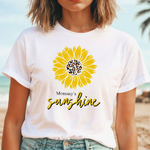 Mummy's Sunshine   Yellow Sunflower Leopard Print T-Shirt