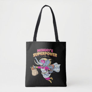 Mummy's Superpower Elephant Superhero Cartoon Funn Tote Bag