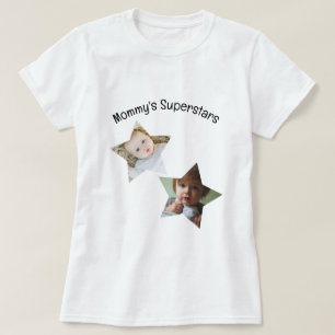 Mummy's Superstars Personalised Two Photo Text T-Shirt