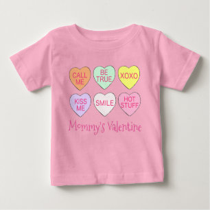 Mummy's Valentine Pink Candy Conversation Hearts Baby T-Shirt