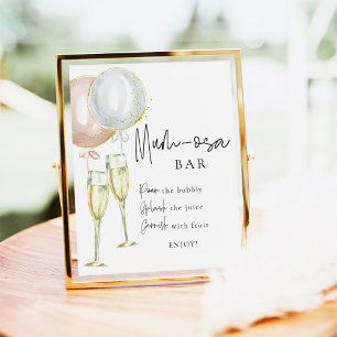 Mumosa Bar Pink & Blue Balloon Gender Reveal sign