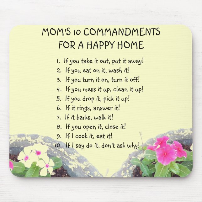 Mum's 10 Commandments Mouse Pad (Front)