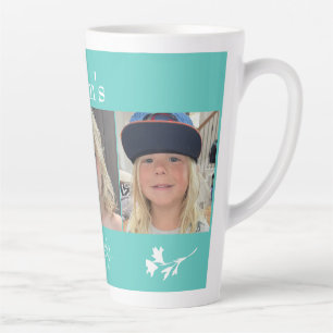 Mum's Angels Collage Photo Turquoise White Floral Latte Mug