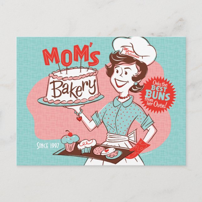 Mum's Bakery Retro Mother's Day Postcard (Front)