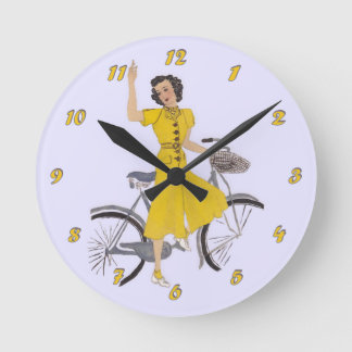 Mum's Bike Lady Round Clock