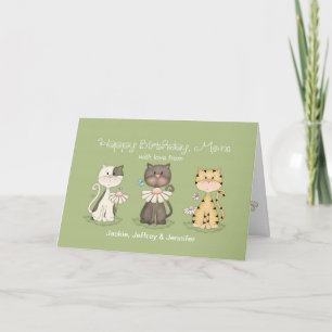 Mum's Birthday 3 Cats from all - custom names Card