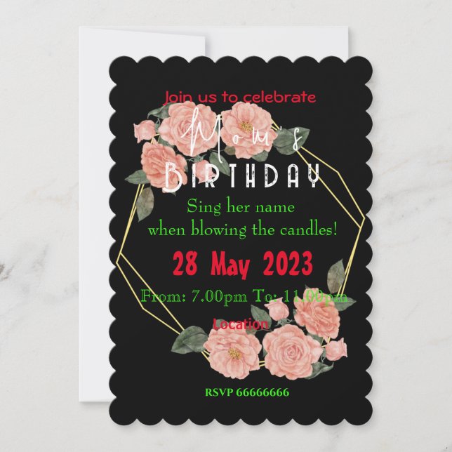 mum's birthday Invitation (Front)