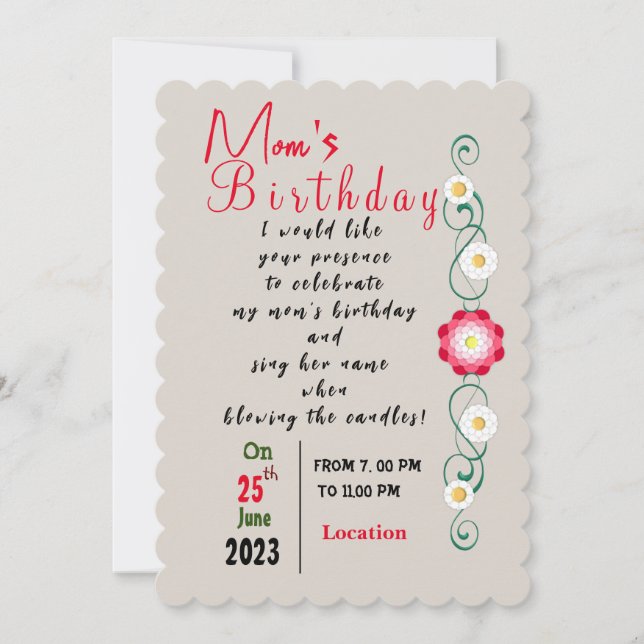 Mum's birthday invitation (Front)