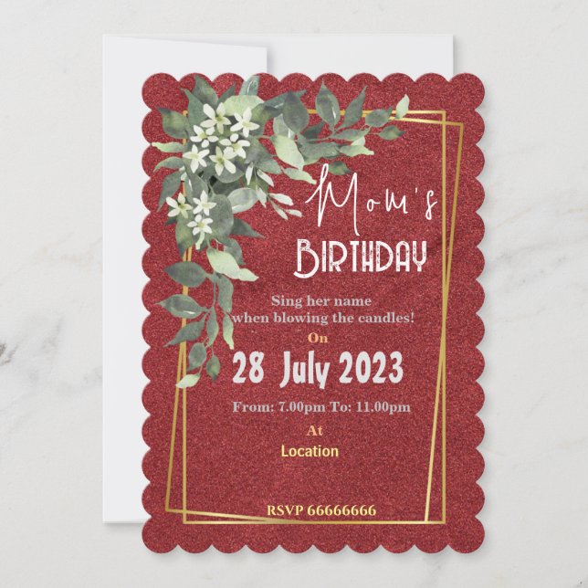 Mum's birthday Invitation (Front)