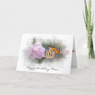 Mum's birthday monarch butterfly on wildflower card
