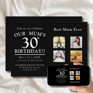 Mum's Birthday Party Photo Collage Invitation
