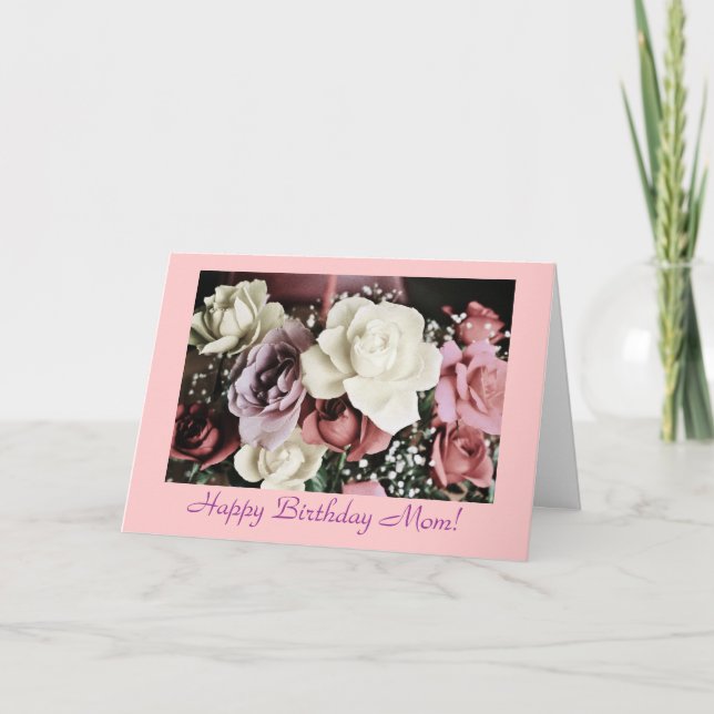 Mum's birthday roses-pastel colours card (Front)