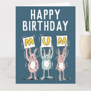 Mum's Birthday with Cute Rabbits Card