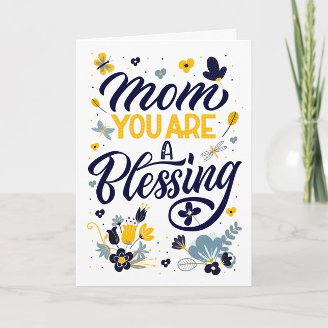 Mum's Birthday You are a Blessing Botanical Card (Front)