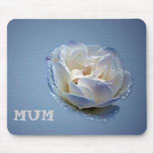 Mums Blue And White Rose Mouse Pad