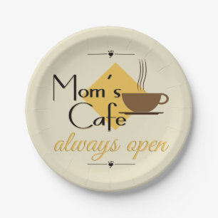 Mum's Cafe Always Open Paper Plate