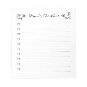 Mum's Checklist, Check Box List, Tear Away Notepad