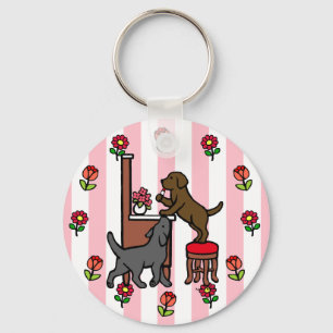 Mum's Chocolate Lab and Black Lab Key Ring