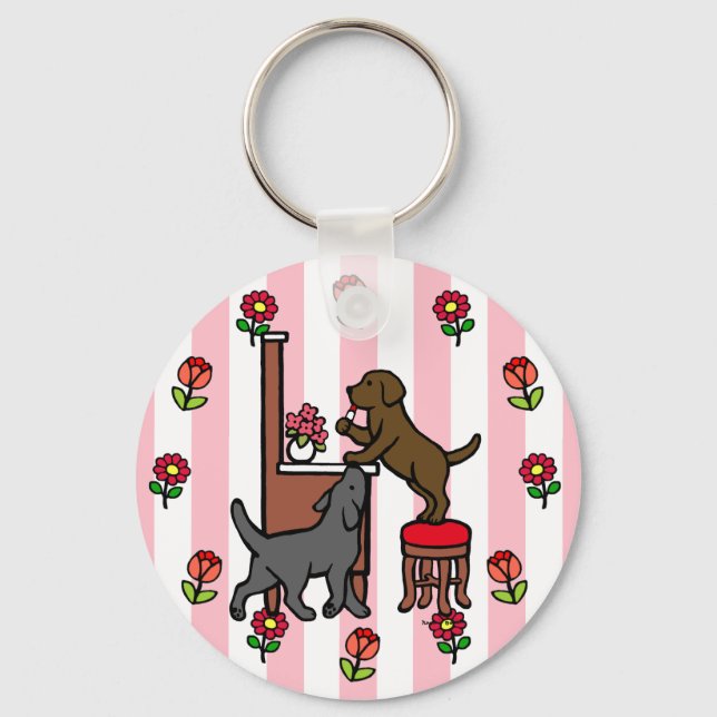 Mum's Chocolate Lab and Black Lab Key Ring (Front)