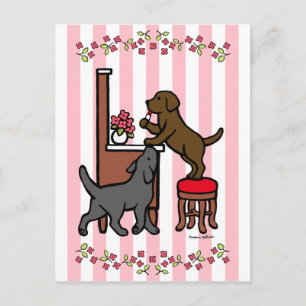 Mum's Chocolate Lab and Black Lab Postcard