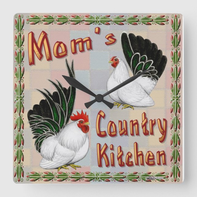 Mum's Country Kitchen Square Wall Clock (Front)